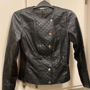 Luisa spagnoli designer jacket, black with gold snap buttons; perfect condition